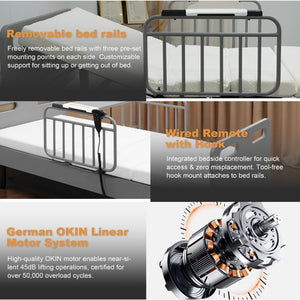 English Elm Electric Adjustable Home Care Bed with Silent OKIN Motor Memory Foam Mattress W2699S00130