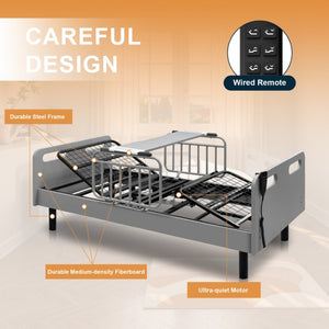 English Elm Electric Adjustable Home Care Bed with Silent OKIN Motor Memory Foam Mattress W2699S00130