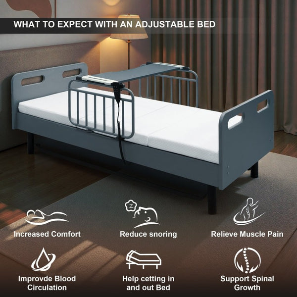 English Elm Electric Adjustable Home Care Bed with Silent OKIN Motor Memory Foam Mattress W2699S00130