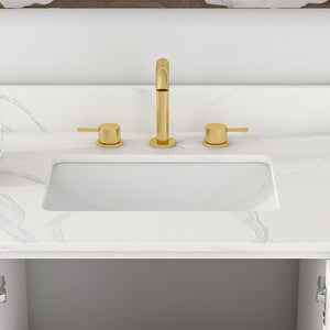 English Elm 48 Inch Navy Bathroom Vanity with Quartz Top Gold Hardware and 9 Drawer Storage Cabinet White W2699S00140
