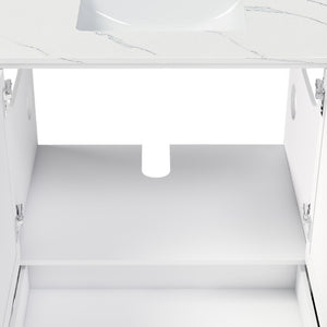 English Elm 60 Inch Navy Bathroom Vanity with Carrara Quartz Top Gold Hardware and 7 Drawers White W2699S00142