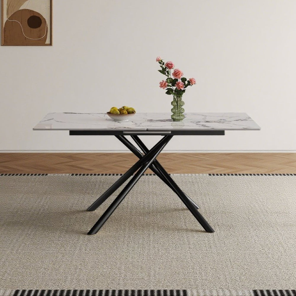 English Elm 59-inch Sintered Stone Expandable Dining Table with Steel X-base Seats up to Six W2700P333976