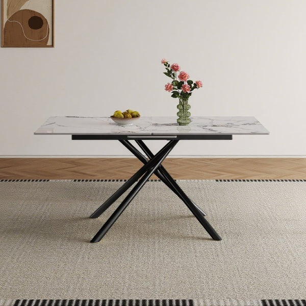 English Elm 59-inch Sintered Stone Expandable Dining Table with Steel X-base Seats up to Six W2700P333976