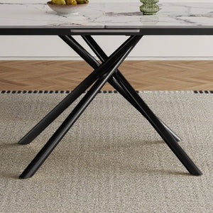 English Elm 59-inch Sintered Stone Expandable Dining Table with Steel X-base Seats up to Six W2700P333976