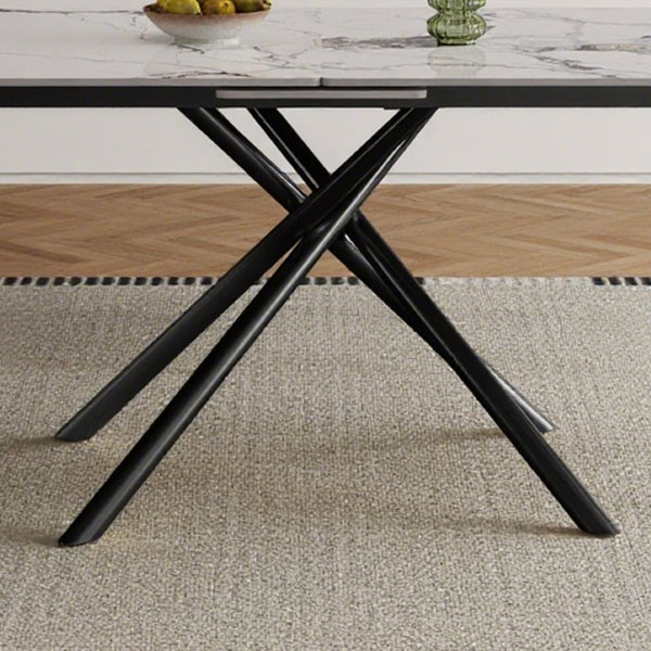 English Elm 59-inch Sintered Stone Expandable Dining Table with Steel X-base Seats up to Six W2700P333976
