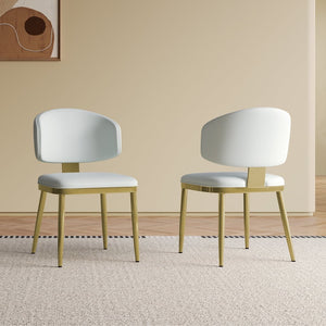 English Elm Dining Chairs Set of 2 Pu Leather Carbon Steel Frame Modern Kitchen Seating W2700P352197