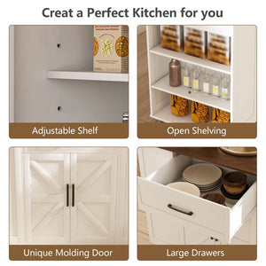 English Elm 46" Rolling Kitchen Island with Power Outlet Drawer and Wood Grain Laminate Top W2700P392943