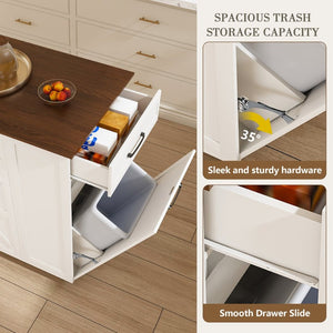English Elm 46" Rolling Kitchen Island with Power Outlet Drawer and Wood Grain Laminate Top W2700P392943