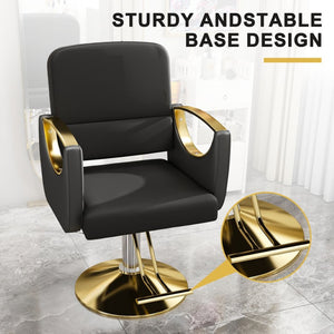 English Elm Hydraulic Salon Chair Swivel Barber Seat with Foot Pump and Pu Leather Cushion W2700P410957
