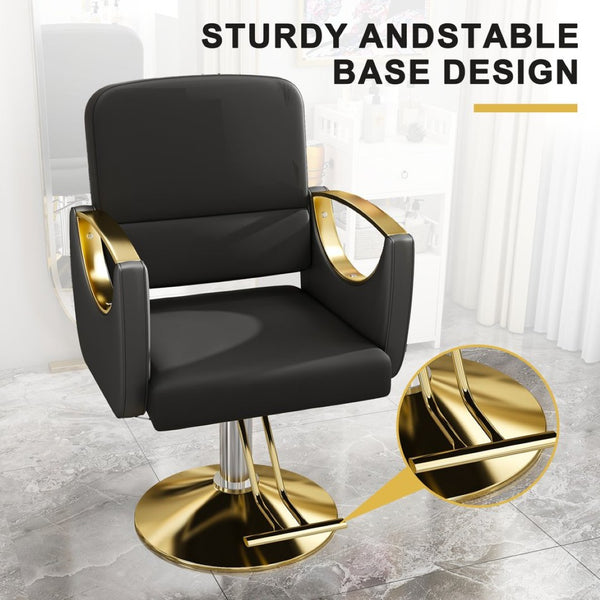 English Elm Hydraulic Salon Chair Swivel Barber Seat with Foot Pump and Pu Leather Cushion W2700P410957