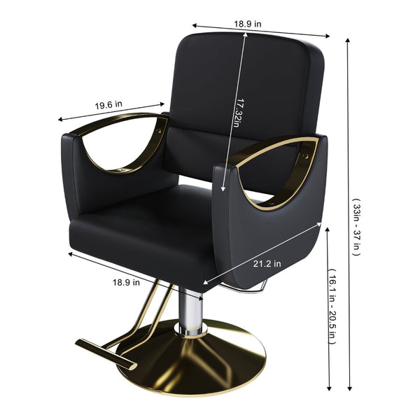 English Elm Hydraulic Salon Chair Swivel Barber Seat with Foot Pump and Pu Leather Cushion W2700P410957