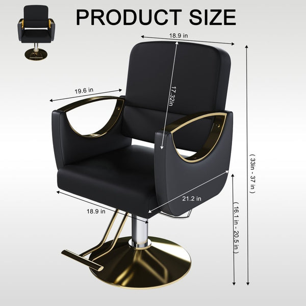 English Elm Hydraulic Salon Chair Swivel Barber Seat with Foot Pump and Pu Leather Cushion W2700P410957