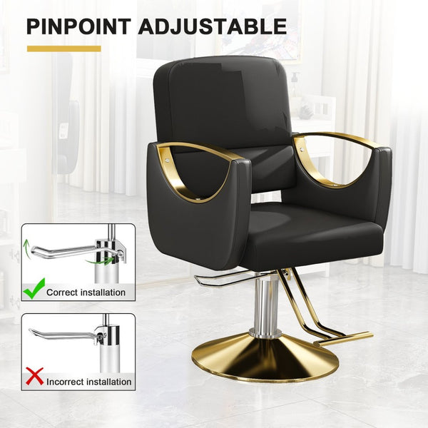 English Elm Hydraulic Salon Chair Swivel Barber Seat with Foot Pump and Pu Leather Cushion W2700P410957