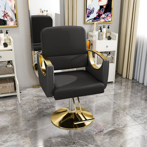 English Elm Hydraulic Salon Chair Swivel Barber Seat with Foot Pump and Pu Leather Cushion W2700P410957