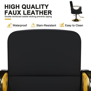 English Elm Hydraulic Salon Chair Swivel Barber Seat with Foot Pump and Pu Leather Cushion W2700P410957