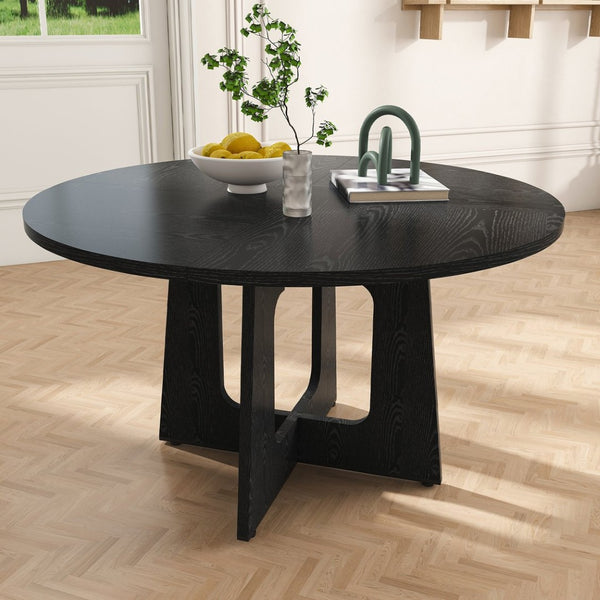 English Elm Spiced Farmhouse Round Dining Table Seats Four Wood Grain Mdf Top Scratch Resistant W2700P480797