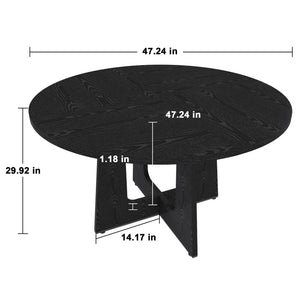 English Elm Spiced Farmhouse Round Dining Table Seats Four Wood Grain Mdf Top Scratch Resistant W2700P480797