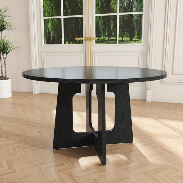 English Elm Spiced Farmhouse Round Dining Table Seats Four Wood Grain Mdf Top Scratch Resistant W2700P480797
