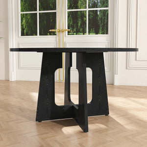 English Elm Spiced Farmhouse Round Dining Table Seats Four Wood Grain Mdf Top Scratch Resistant W2700P480797