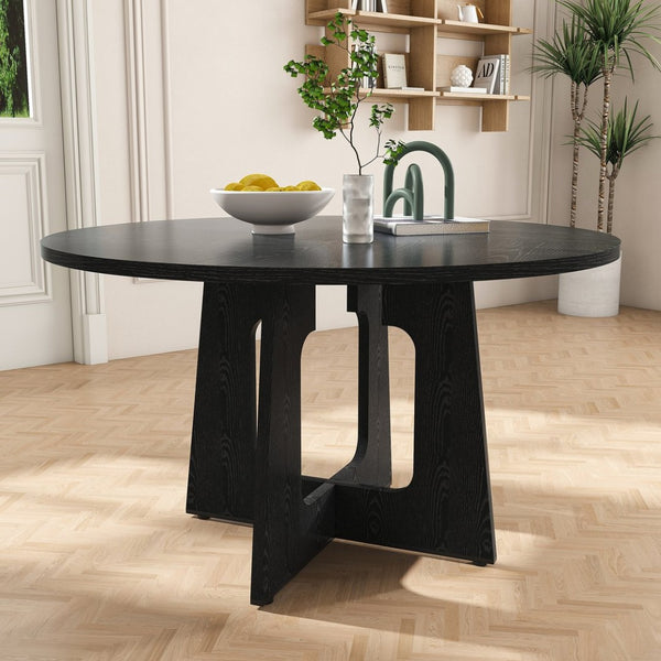 English Elm Spiced Farmhouse Round Dining Table Seats Four Wood Grain Mdf Top Scratch Resistant W2700P480797