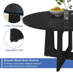 English Elm Spiced Farmhouse Round Dining Table Seats Four Wood Grain Mdf Top Scratch Resistant W2700P480797