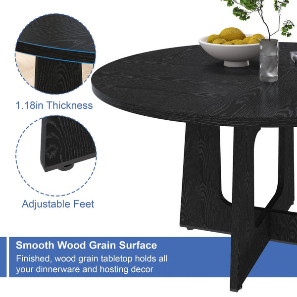 English Elm Spiced Farmhouse Round Dining Table Seats Four Wood Grain Mdf Top Scratch Resistant W2700P480797