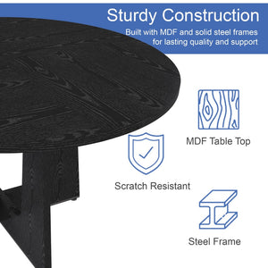 English Elm Spiced Farmhouse Round Dining Table Seats Four Wood Grain Mdf Top Scratch Resistant W2700P480797