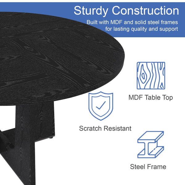 English Elm Spiced Farmhouse Round Dining Table Seats Four Wood Grain Mdf Top Scratch Resistant W2700P480797