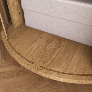 English Elm Mid Century Modern Round End Table with Charging Station Sliding Door Walnut Storage W2700P482068