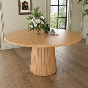 English Elm Spiced Farmhouse Round Dining Table Seats Four Wood Grain Mdf Top Scratch Resistant Oak W2700P486755