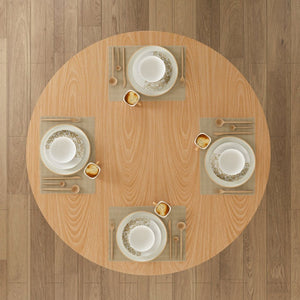 English Elm Spiced Farmhouse Round Dining Table Seats Four Wood Grain Mdf Top Scratch Resistant Oak W2700P486755