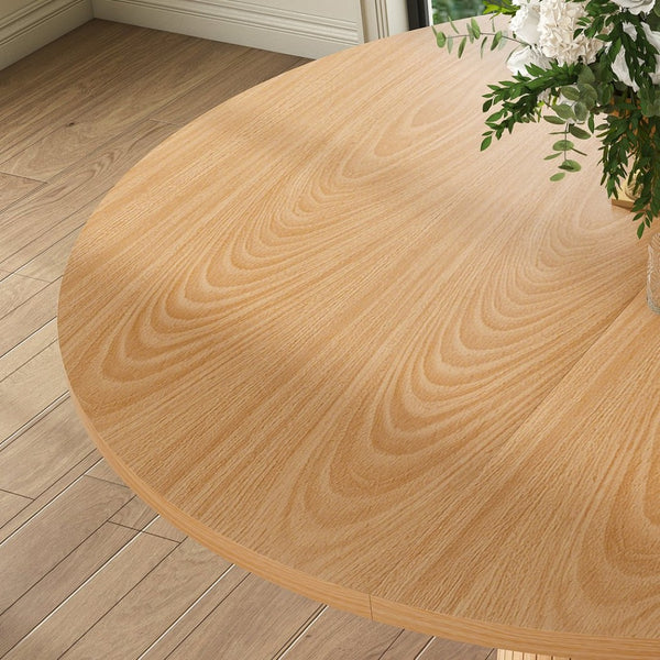 English Elm Spiced Farmhouse Round Dining Table Seats Four Wood Grain Mdf Top Scratch Resistant Oak W2700P486755