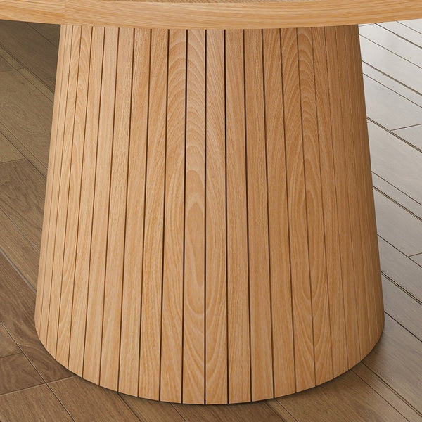 English Elm Spiced Farmhouse Round Dining Table Seats Four Wood Grain Mdf Top Scratch Resistant Oak W2700P486755