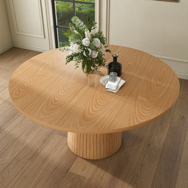 English Elm Spiced Farmhouse Round Dining Table Seats Four Wood Grain Mdf Top Scratch Resistant Oak W2700P486755