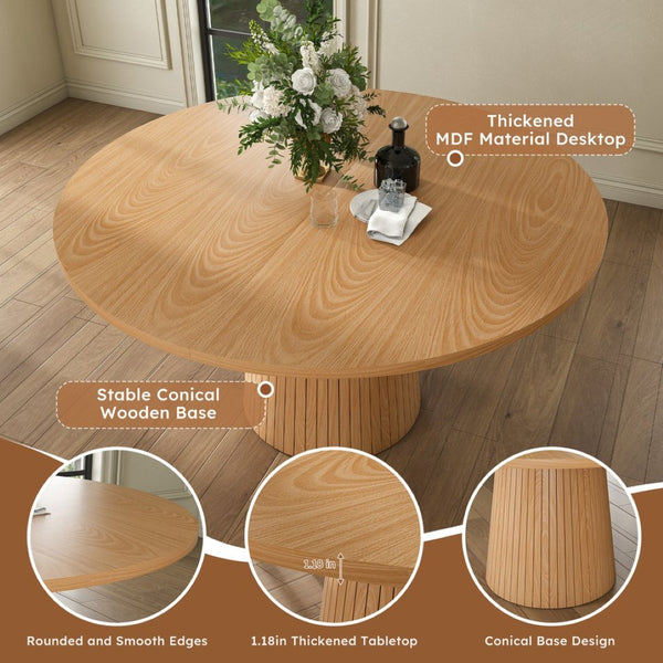 English Elm Spiced Farmhouse Round Dining Table Seats Four Wood Grain Mdf Top Scratch Resistant Oak W2700P486755