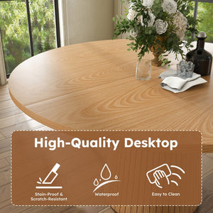 English Elm Spiced Farmhouse Round Dining Table Seats Four Wood Grain Mdf Top Scratch Resistant Oak W2700P486755