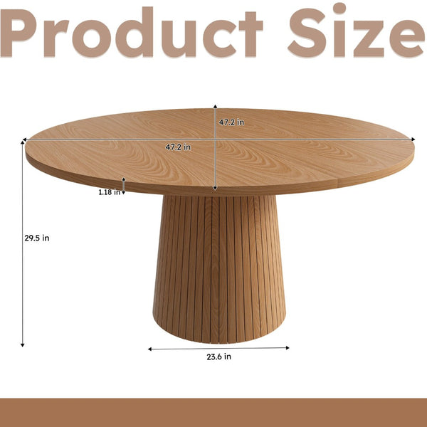 English Elm Spiced Farmhouse Round Dining Table Seats Four Wood Grain Mdf Top Scratch Resistant Oak W2700P486755