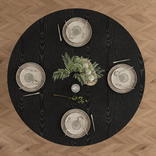 English Elm Spiced Farmhouse Round Dining Table Seats Four Wood Grain Mdf Top Scratch Resistant Black W2700P488972