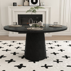 English Elm Spiced Farmhouse Round Dining Table Seats Four Wood Grain Mdf Top Scratch Resistant Black W2700P488972
