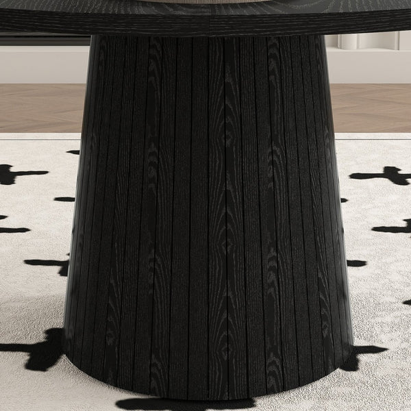 English Elm Spiced Farmhouse Round Dining Table Seats Four Wood Grain Mdf Top Scratch Resistant Black W2700P488972