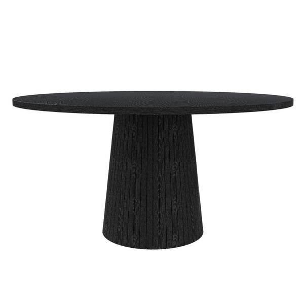 English Elm Spiced Farmhouse Round Dining Table Seats Four Wood Grain Mdf Top Scratch Resistant Black W2700P488972