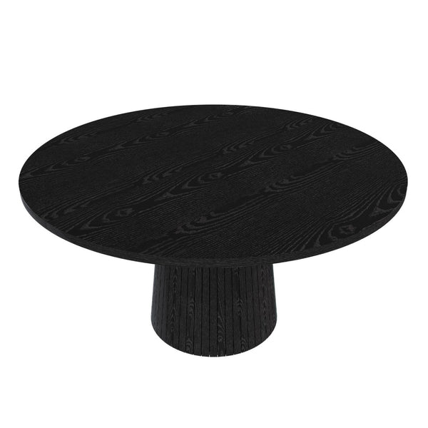 English Elm Spiced Farmhouse Round Dining Table Seats Four Wood Grain Mdf Top Scratch Resistant Black W2700P488972