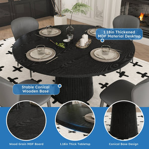 English Elm Spiced Farmhouse Round Dining Table Seats Four Wood Grain Mdf Top Scratch Resistant Black W2700P488972