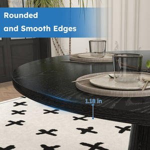 English Elm Spiced Farmhouse Round Dining Table Seats Four Wood Grain Mdf Top Scratch Resistant Black W2700P488972