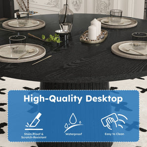 English Elm Spiced Farmhouse Round Dining Table Seats Four Wood Grain Mdf Top Scratch Resistant Black W2700P488972