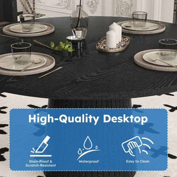 English Elm Spiced Farmhouse Round Dining Table Seats Four Wood Grain Mdf Top Scratch Resistant Black W2700P488972