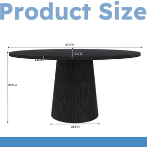 English Elm Spiced Farmhouse Round Dining Table Seats Four Wood Grain Mdf Top Scratch Resistant Black W2700P488972