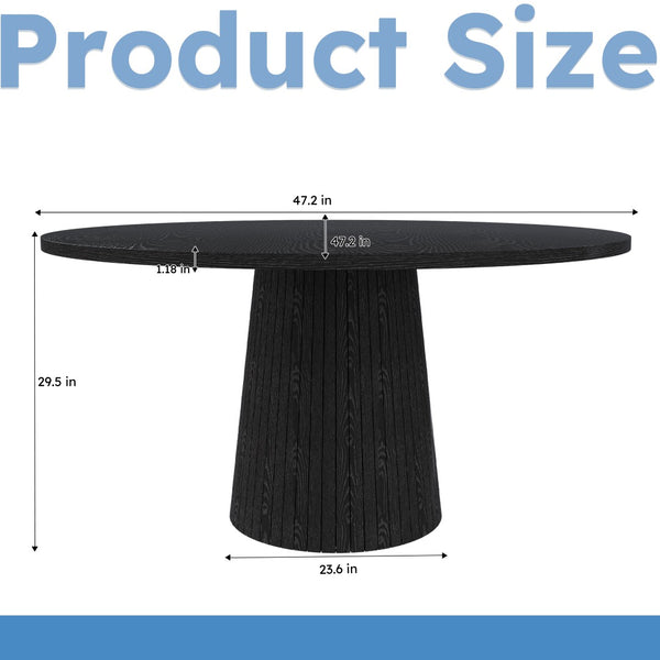 English Elm Spiced Farmhouse Round Dining Table Seats Four Wood Grain Mdf Top Scratch Resistant Black W2700P488972
