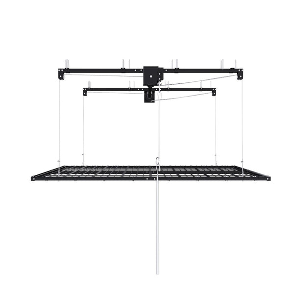 English Elm Overhead Garage Storage Rack with Crank Lift All Steel 350 Lb High Ceiling Mount W2700P494382