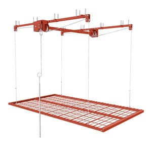 English Elm Orange Overhead Garage Storage Rack All Steel Crank Lowering Platform 350Lb Capacity W2700P494384